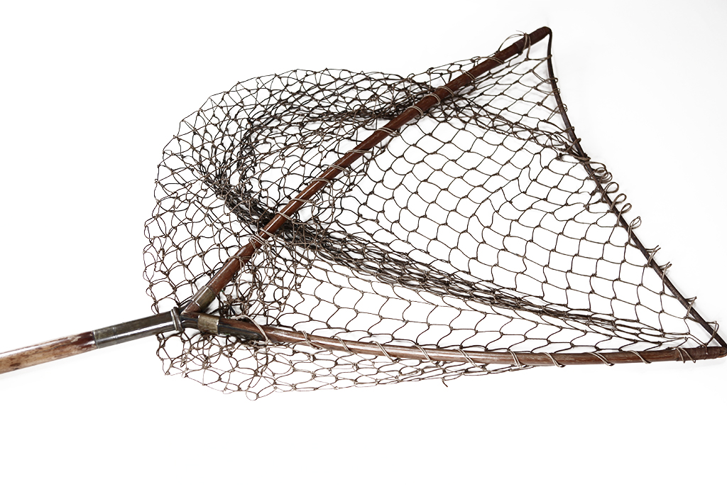 Vintage Bent Wood and Brass 38-inch Fly Trout Fishing Landing Net - c.  1920-1950
